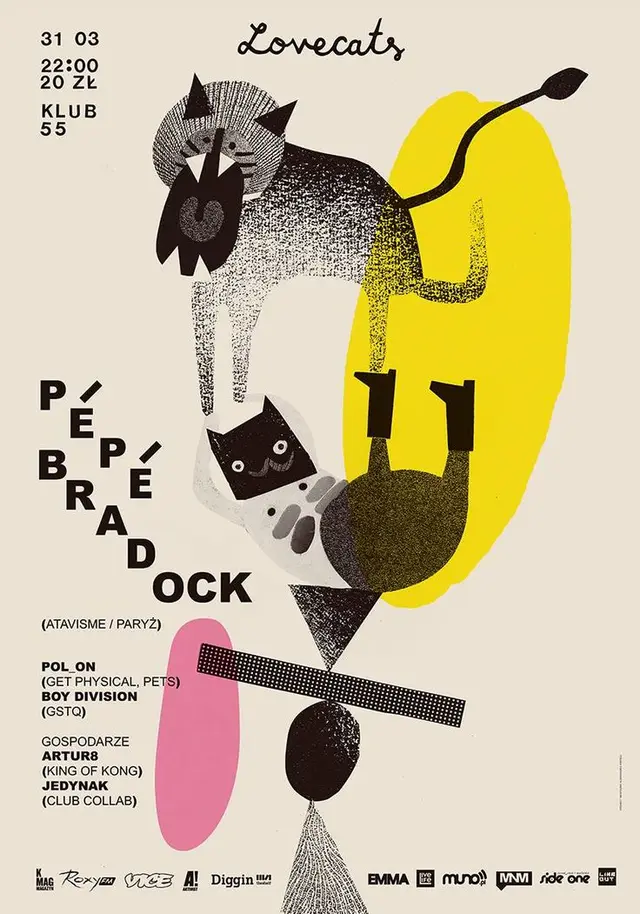 Lovecats poster — Pepe Bradock live at Klub 55 (31/03)