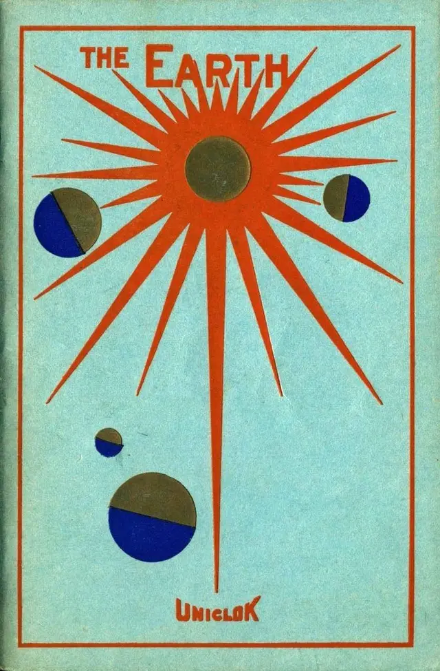 Vintage illustrated cover: "THE EARTH" with orange starburst
