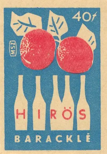 Vintage Hungarian Hírös Baracklé apricot juice label (40f)